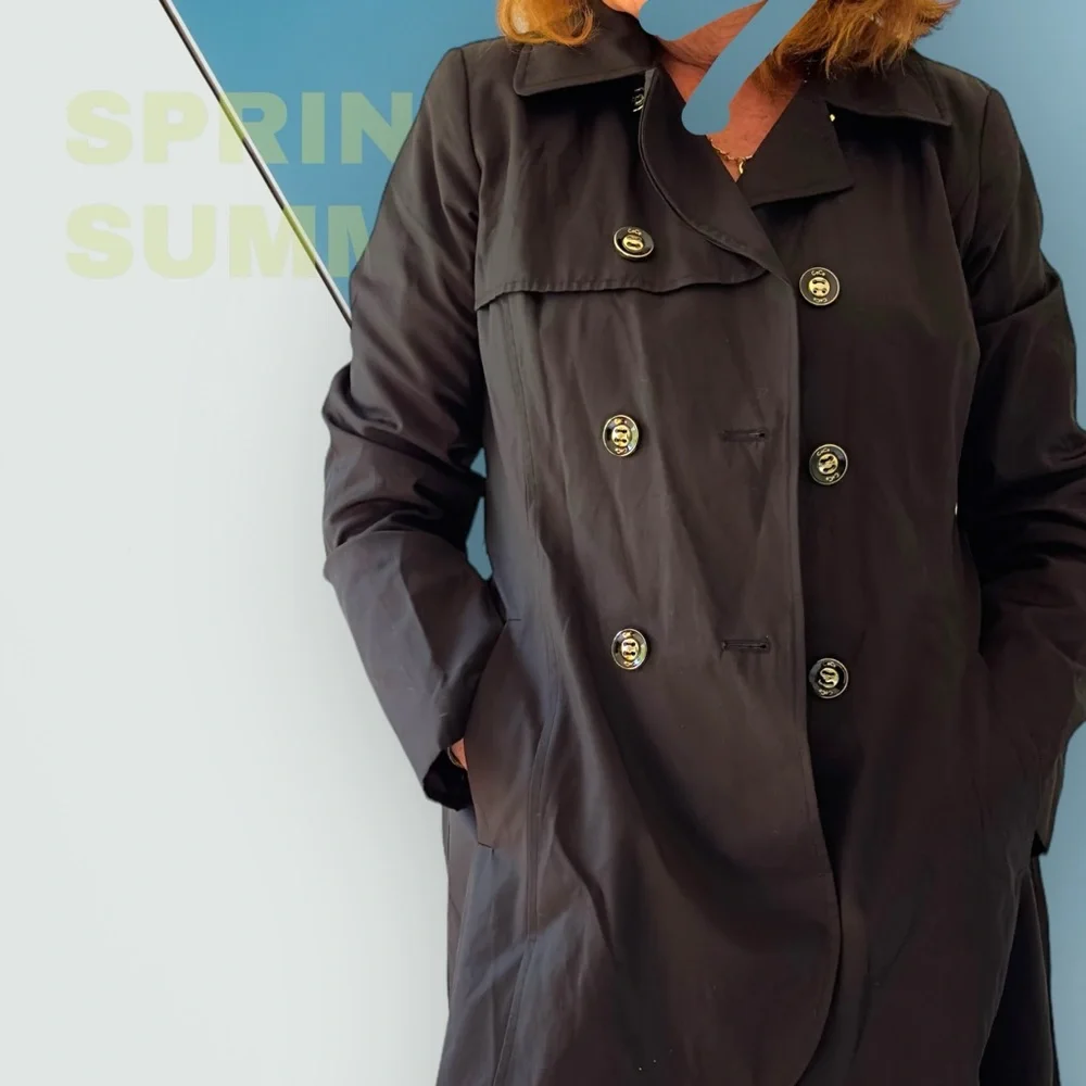 Luxurious Black Trench Coat by CeCe - Picture 16 of 16